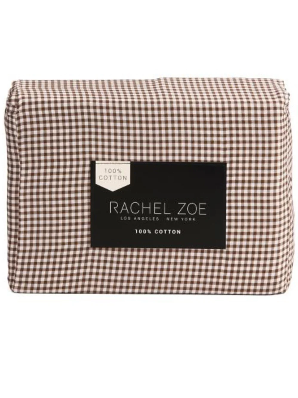 Rachel Zoe Brown and White Gingham Cotton Sheet Set